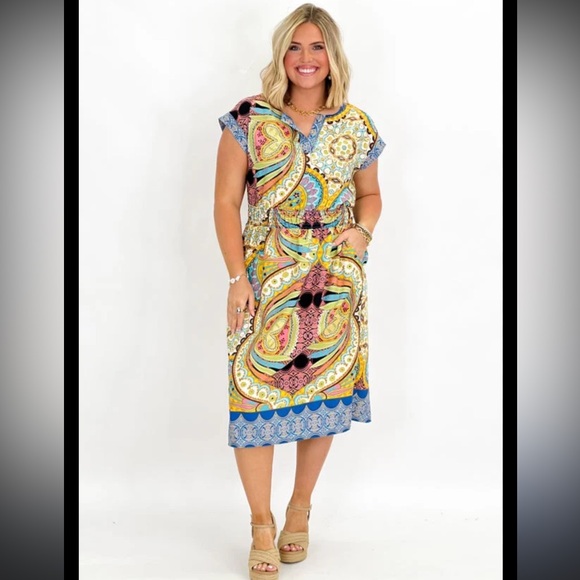 Ces Femme Vibrant Patterned Halter Midi Dress - Picture 2 of 6